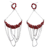 Mi Amore Drop-Dangle-Earrings Red/Silver-Tone