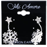 Mi Amore Winter Snowflake Star Drop-Dangle-Earrings Silver-Tone