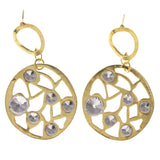 Gold-Tone & Silver-Tone Colored Metal Drop-Dangle-Earrings With Crystal Accents #5004
