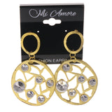 Gold-Tone & Silver-Tone Colored Metal Drop-Dangle-Earrings With Crystal Accents #5004