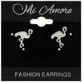 Mi Amore Flamingo Stud-Earrings Silver-Tone