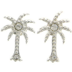 Mi Amore Palm Tree Stud-Earrings Silver-Tone