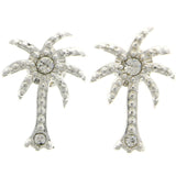 Mi Amore Palm Tree Stud-Earrings Silver-Tone