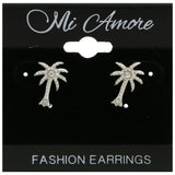 Mi Amore Palm Tree Stud-Earrings Silver-Tone