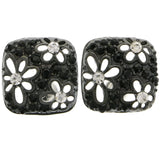 Mi Amore Flower Cut-Out Design Post-Earrings Black