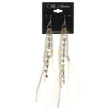 Feather Dangle-Earrings With Crystal Accents White & Silver-Tone Colored #5034