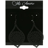 Mi Amore Cut-Out Mandala Design Dangle-Earrings Black