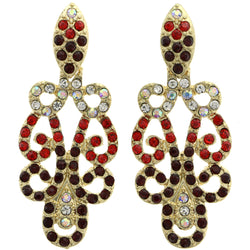 Mi Amore AB Finish Dangle-Earrings Gold-Tone/Red