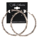 Silver-Tone Metal Hoop-Earrings With Crystal Accents #4970