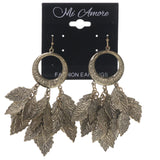 Leaf Dangle-Earrings Gold-Tone Color  #4997