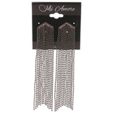 Silver-Tone Metal Drop-Dangle-Earrings With tassel Accents #4959