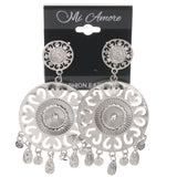 Silver-Tone Metal Drop-Dangle-Earrings With Crystal Accents #5000