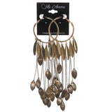 Gold-Tone Metal Hoop-Earrings With tassel Accents #4957