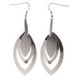 Silver-Tone Metal Dangle-Earrings With Crystal Accents #4998