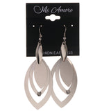 Silver-Tone Metal Dangle-Earrings With Crystal Accents #4998