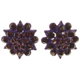 Flower Stud-Earrings With Crystal Accents  Purple Color #4971