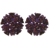 Flower Stud-Earrings With Crystal Accents  Purple Color #4984