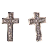 Cross Stud-Earrings With Crystal Accents  Silver-Tone Color #5135
