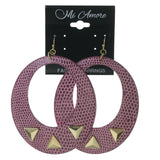 Spike Snake Skin Dangle-Earrings Pink & Gold-Tone Colored #5150