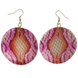 Snake Skin Dangle-Earrings Pink & Orange Colored #5194