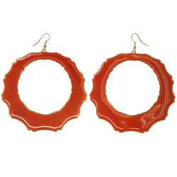 Orange & Gold-Tone Colored Acrylic Dangle-Earrings #5233