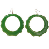 Green & Gold-Tone Colored Acrylic Dangle-Earrings #5119