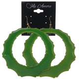 Green & Gold-Tone Colored Acrylic Dangle-Earrings #5119