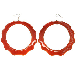 Orange & Gold-Tone Colored Acrylic Dangle-Earrings #5147