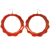 Orange & Gold-Tone Colored Acrylic Dangle-Earrings #5147