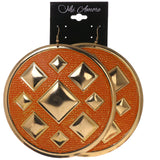 Spike Dangle-Earrings Gold-Tone & Orange Colored #5234