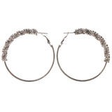 Silver-Tone Metal Hoop-Earrings With Crystal Accents #5055