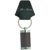 Mi Amore Decorative Wood Accent Split-Ring-Keychain Silver-Tone/Brown