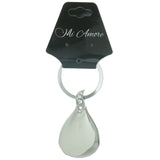 Mi Amore Engravable Tear Drop Split-Ring-Keychain Silver-Tone