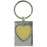 Mi Amore Heart Holds 1" x 1.5" Photos Picture-Frame-Keychain Silver-Tone