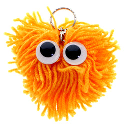 Googly-Eyed Yarn Monster Split-Ring-Keychain Orange
