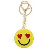 Heart-Eyed Emoji Split-Ring-Keychain W/ Trigger-Snap Yellow/Red