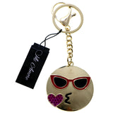 Cool Sunglasses Emoji Blowing Kiss HASHTAG Split-Ring-Keychain Gold-Tone Pink