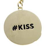 Cool Sunglasses Emoji Blowing Kiss HASHTAG Split-Ring-Keychain Gold-Tone Pink