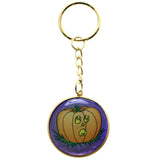 Halloween Scared Jack-O-Lantern Split-Ring-Keychain Purple/Orange