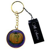 Halloween Scared Jack-O-Lantern Split-Ring-Keychain Purple/Orange