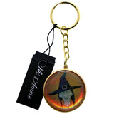 Halloween Angry Witch Split-Ring-Keychain Gold-Tone/Orange