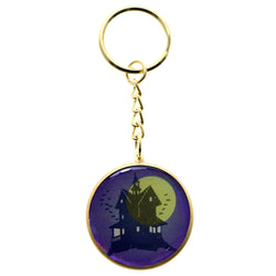 Halloween Haunted Mansion Split-Ring-Keychain Purple/Gold-Tone
