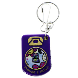 Mini Telephone and Address Book Split-Ring-Keychain Purple/Multicolor