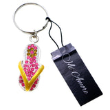 Flower Flip-Flop Split-Ring-Keychain Pink/Yellow