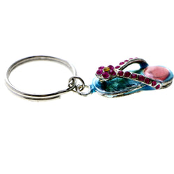 Flower Flip-Flop Split-Ring-Keychain Blue/Pink