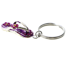 Flower Flip-Flop Split-Ring-Keychain Purple/Pink
