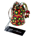 Beachy Flower Hula Bag With Jingle Bell Split-Ring-Keychain Red/Green