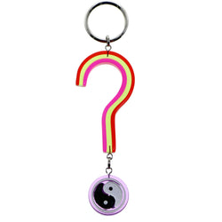 Yin Yang Question Mark Split-Ring-Keychain Red/Purple