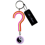 Yin Yang Question Mark Split-Ring-Keychain Red/Purple