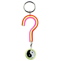 Yin Yang Question Mark Split-Ring-Keychain Red/Green